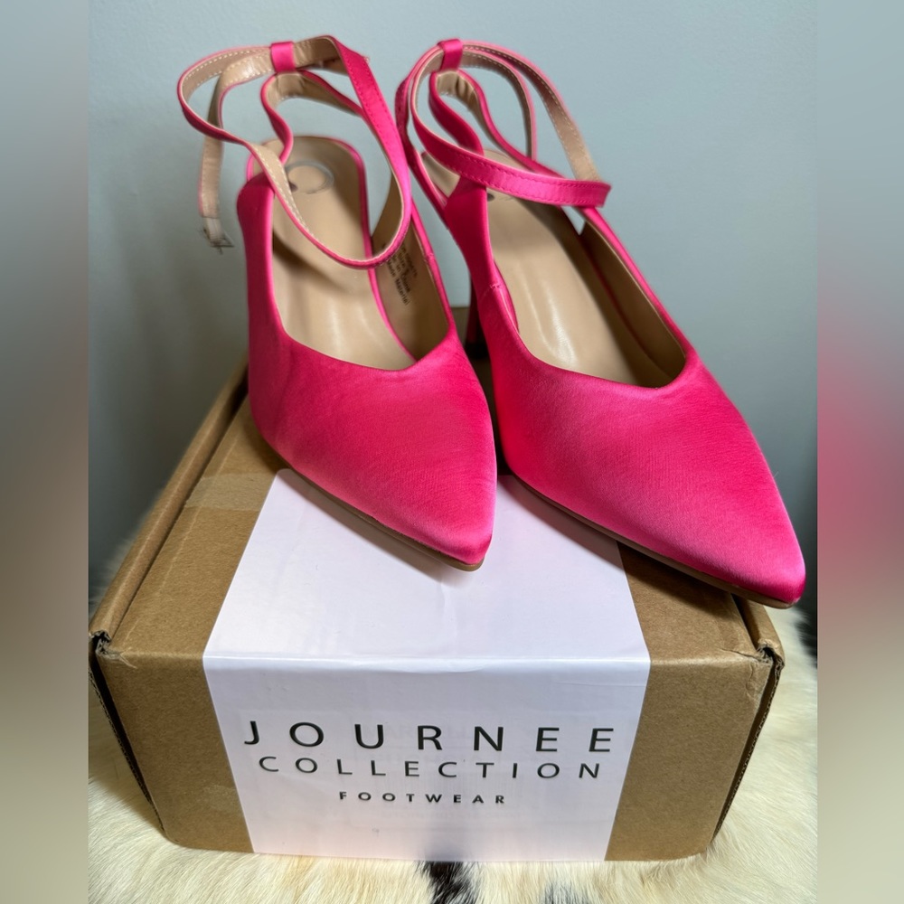 Journee Collection Hot Pink Satin Heels
